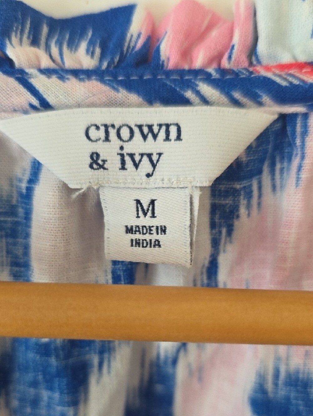 crown & ivy Blue, Pink & White Ikat-Print Sleeveless Dress Size M - Picture 2 of 13